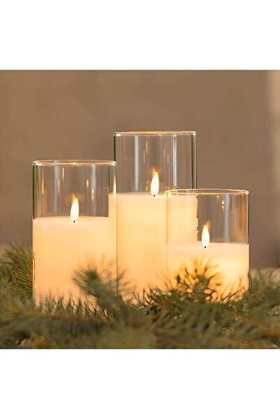 Atak Ev & Yaşam Dekoratif LED Mum Seti 3’lü | Gerçek Mum Görünümlü | Sıcak Gü...