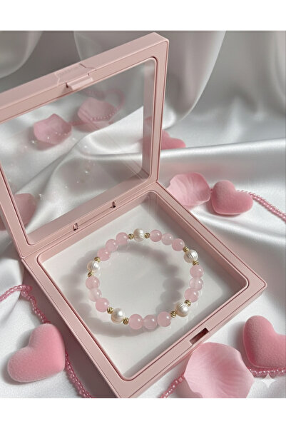 AERAS DESİNG Gerçek İnci & Pembe Kuvars Taşı Doğal Bileklik – El Yapımı Zarif...