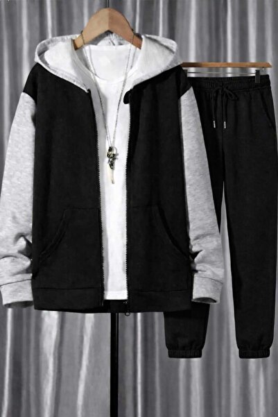 BRLKN Piece Color Hooded Zippered Cardigan Tracksuit Set 2-Piece Transitional