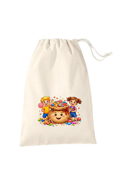 Elbasan Tekstil 5 Adet Bayram Harçlık Kesem Şeker Çuvalı Temalı 15 x 20 Cm