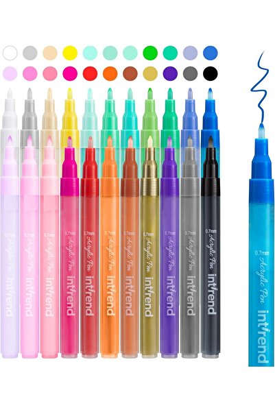 intrend Acrylic marker set, Intrend, 22 colors, 0.7mm, Waterproof