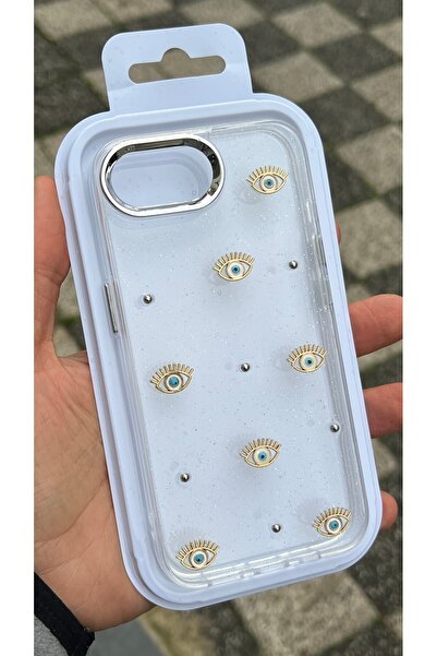 EDELFU iPhone 16E - Glitter Gold Eye Pattern Transparent Flashy Silicone Phon...