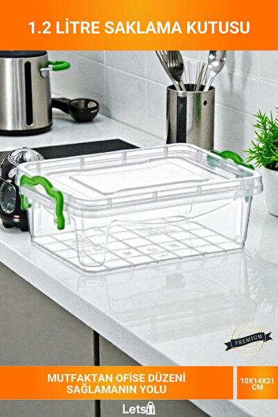 Letsii Compact Transparent Green Clip Lid 1.2 Liter Bpa Free Food Grade Stack...