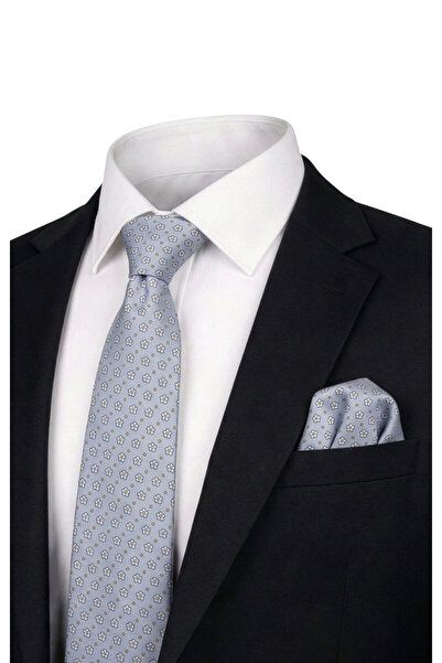 Bursa İpek Gray Patterned Silk Tie Set
