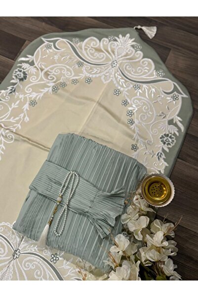 Miyar Prayer rug with prayer mat, embroidered sheet with headscarf