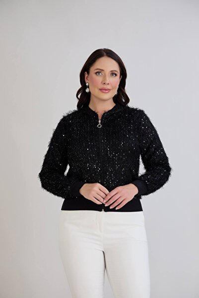 TUSSE Елегантна жіноча кофта з вишивкою, з бородою, на блискавці, великого ро...