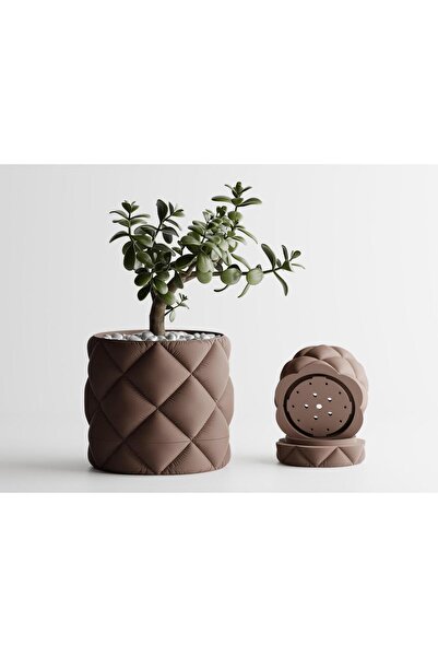 Sani Decorative pot Sani, Atlanta, small 91 x 91 x 85 mm, Dark Brown Matt