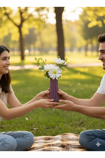 BUKET X Dekoratif Vazo ve Yapay Papatya Okaliptus Özel gün ve Hediyelik Aranjman