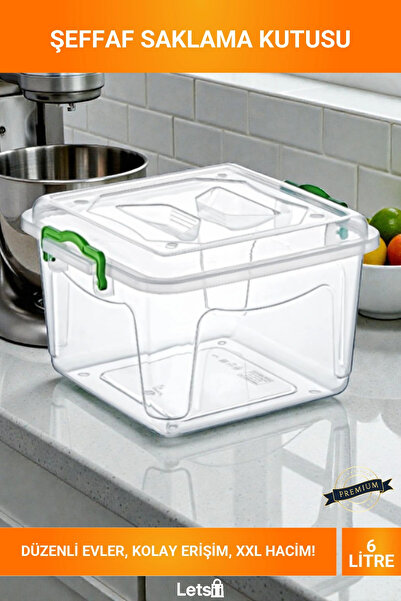 Letsii XXL Size Transparent Strong Clip-On 6 Liter Stackable Multi-Purpose To...