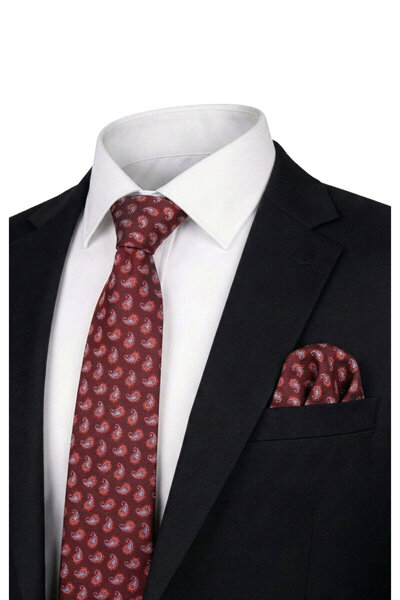 Bursa İpek Brown Patterned Silk Tie Set