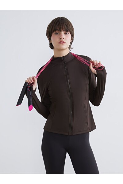 LC Waikiki Mock Neck Women's Zippered Sweatshirt with Finger Loops