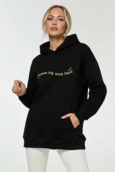 GUARAZ Dream Big Work Hard Printed Women's Cotton Soft Fabric Sweatshirt Hoodie