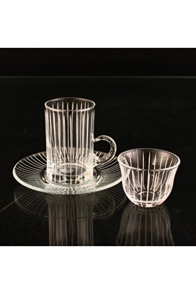 AbkaKristal 18 Prc Tea Set with Handle Hd Cizgi