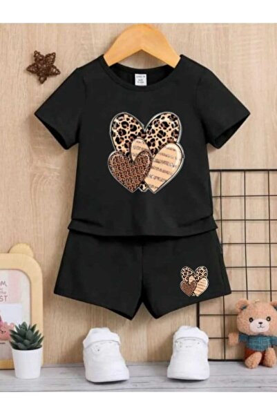 Nice Clothes Children's Tracksuit Set Hooded Unisex 3-Piece Leopard Heart Print