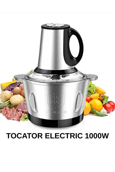 Flashmarket Tocator Electric Profesional - Bol 3L Inox, Putere 1000W, 4 Lame,...