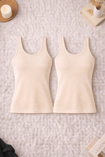 ROZELT Women's Cotton Stretch Fabric Thick Strap Combed Cotton 2-Piece Unders...