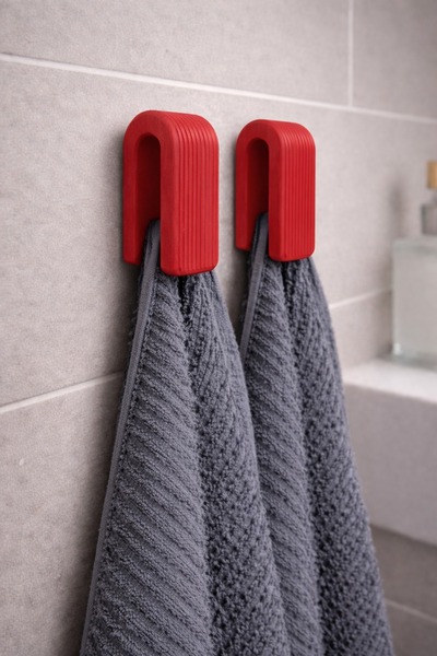 AA AHŞAP Minimal Black Wall Mounted Towel Rack No Hole Adhesive Bathroom Towe...