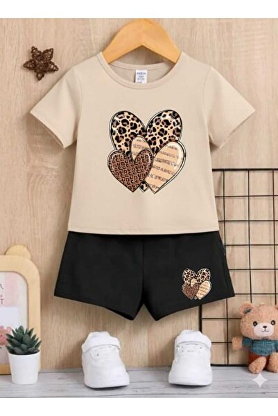 Nice Clothes Children's Tracksuit Set Hooded Unisex 3-Piece Leopard Heart Print
