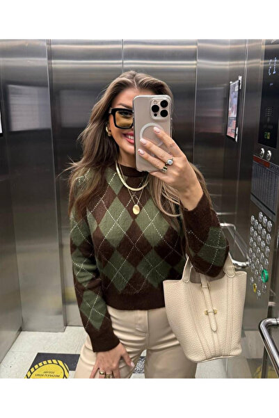 EYMER BUTİK EKOSE DESEN KAZAK