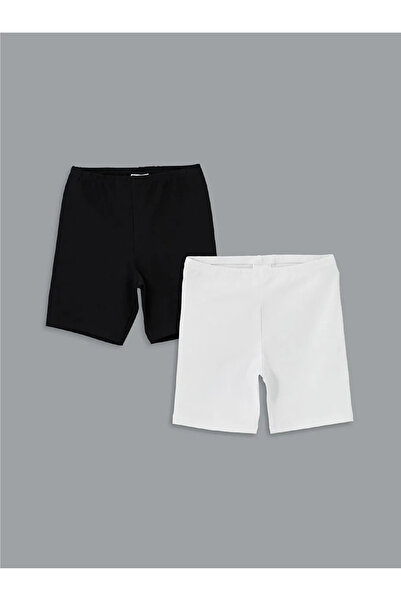 LC Waikiki LCW Kids Бели къси чорапогащи с еластична талия за момичета, 2 бро...