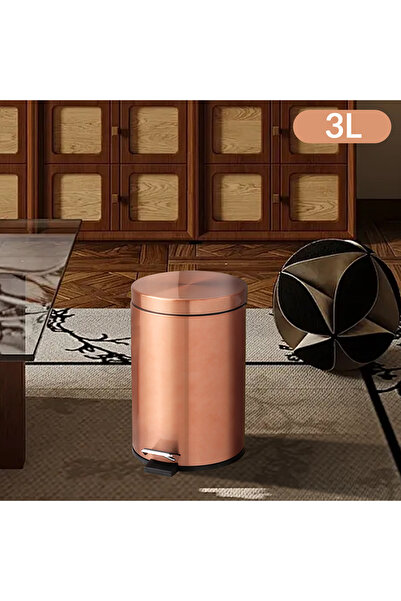 Choice <4L 101231 Christmas Decor 3 Liter Mini Gold Rose Round Metal Step Tra...