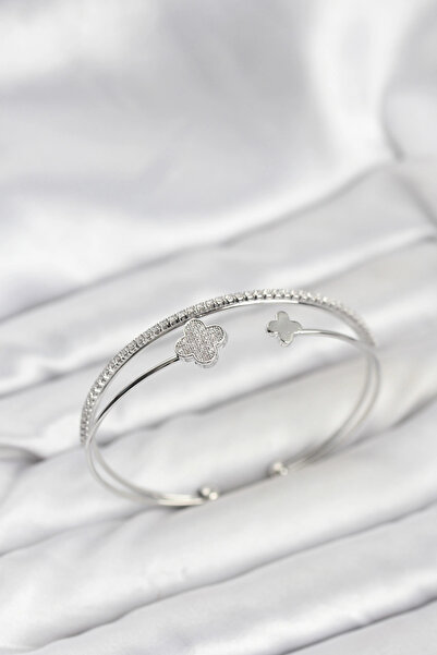 lowell home Clover Model Brass Silver Color Women's Bracelet