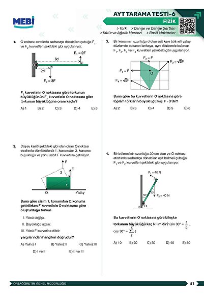 Yetsis Yayınları AYT Fizik Tarama Testleri