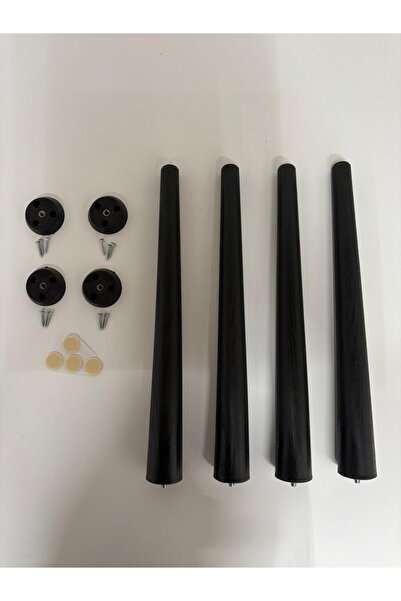 HAMADEX 48cm Siyah Sert Plastik Sehpa Ayağı (4 Adet + Aparatlar) Bahce, Balko...