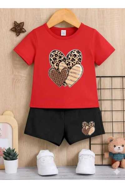 Nice Clothes Children's Tracksuit Set Hooded Unisex 3-Piece Leopard Heart Print