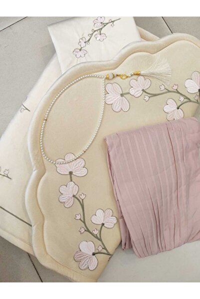 Azyaa Al-Amira طقم صلاة نسائي ملكي 4 قطع - سجادة مبطنة 2 سم مطرزة، شرشف قطن م...