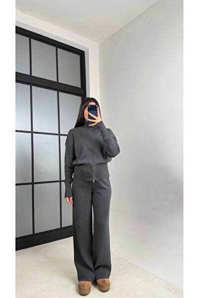 ALVOR Set de tricotaje premium pentru femei, compus din cardigan cu fermoar ș...