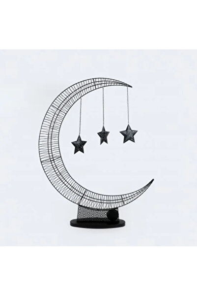 Generic Ramadan decoration in the shape of a crescent moon and stars, black c...