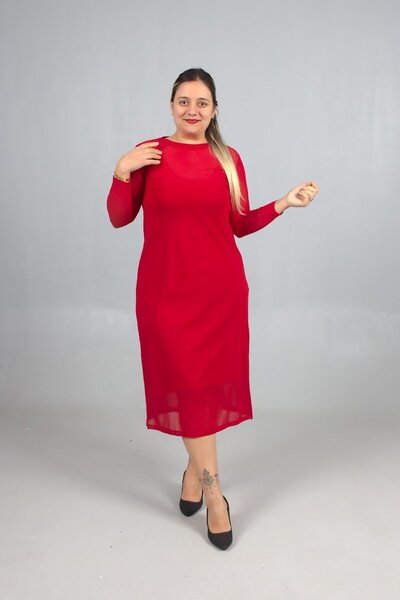 Truva XXL Plus Size 2-Piece Strap Tulle Dress on Candy Fabric