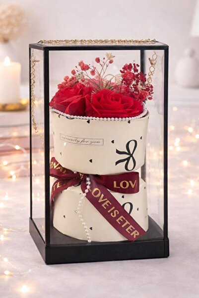 OEM Buchet cu Trandafiri Artificiali, 23cm în Cutii Transparente din Plastic ...