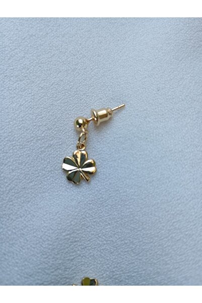 OEM 18K gold plated earrings with four-leaf clover and gift card