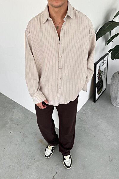 HAFKAGİYİM Cămașă modală cu dungi premium bej