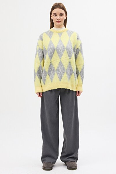 QANU Pulover cu model baklava galben