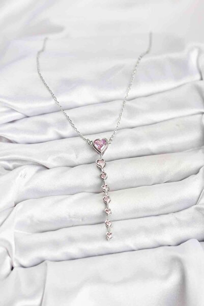Lisinya قلادة نسائية من الفولاذ 316L بلون فضي وقلب وردي -