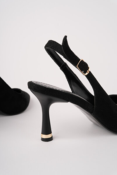 Ceylans Ucu Metal Detay İnce Topuk Arkası Açık Kadın Stiletto MKS556