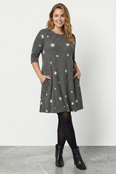 Stil Diva М'яка сукня великого розміру сірого кольору 304282