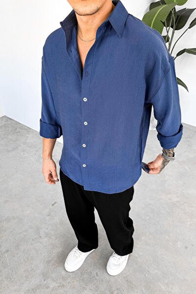 HAFKAGİYİM Cămașă oversize Indigo Soft Premium