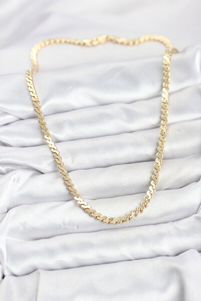 Lisinya قلادة نسائية بسلسلة مسطحة بلون ذهبي نحاسي -