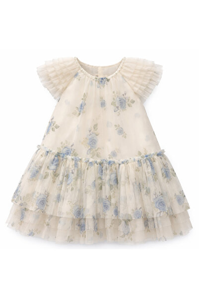 Pamina Baby Girl Tulle Flounce Floral Layered Dress Blue 34330