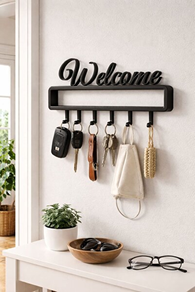 spello Welcome Yazılı Anahtarlık Askısı | Duvar Tipi Şık Anahtar Düzenleyici