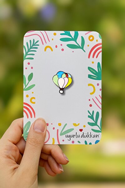 uğurlu dükkan Çok Renkli Sepetli Balon Rozeti