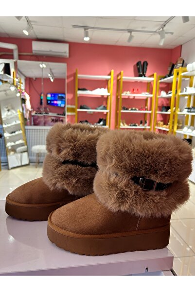 PİNK THE FASHİON Kürklü Kemerli Kadın Bot