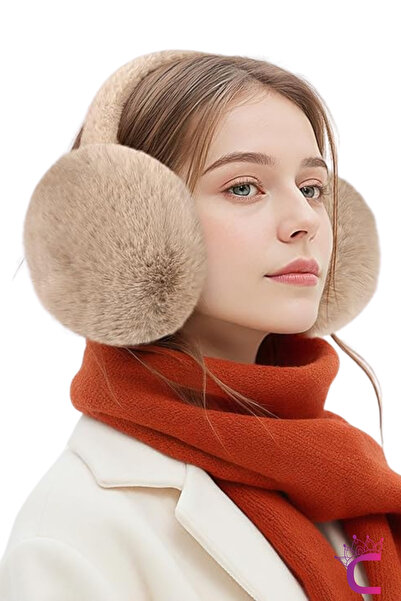 Cinderella Brown Foldable Winter Women's Plush Earmuffs Cold-Proof Soft Textu...