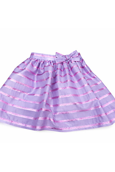 NUUR GIRLS تنورة مخططة مذهبة للفتيات من N&G باللون الأرجواني SK-312