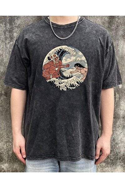 Le Savu Washable Attack on Titan Art Printed Unisex Oversized Vintage T-Shirt