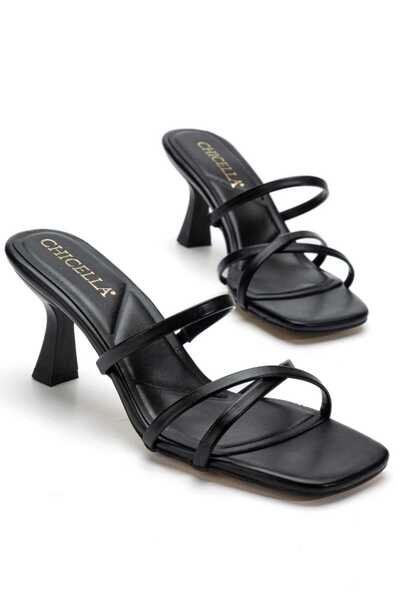 CHICELLA Larin Black Short Heeled Women's Slippers